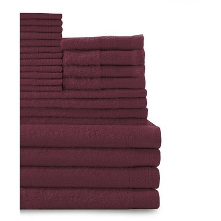 BALTIC LINEN Baltic Linen 0353624310 100 Percent Cotton Complete 24 Piece Towel Set -  Crimson 3536243100000